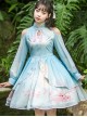 Retro Chinese Style Blue Chiffon Lolita Long Sleeve Dress