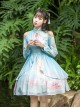 Retro Chinese Style Blue Chiffon Lolita Long Sleeve Dress