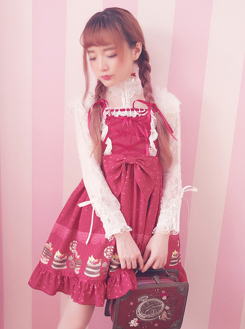 Cake Dessert Chocolate Printing Sweet Lolita Sling Dress