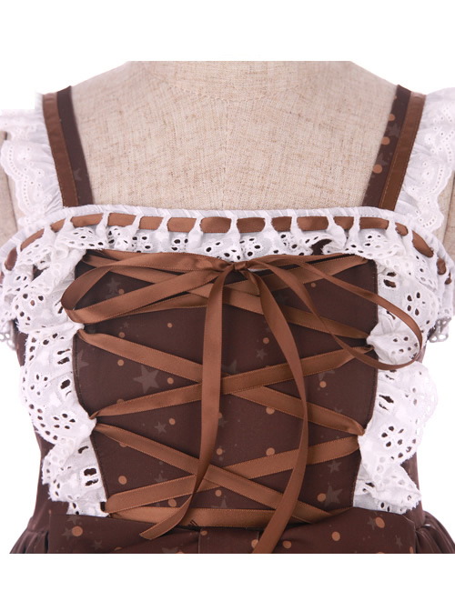 Cake Dessert Chocolate Printing Sweet Lolita Sling Dress