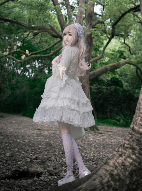 Lilith Series Pure Color Gothic Lolita Long Sleeve Dress