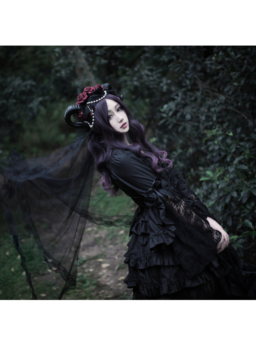 Lilith Series Pure Color Gothic Lolita Long Sleeve Dress