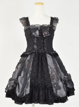 Black Chiffon Lace-up Gothic Lolita Sling Dress