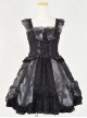 Black Chiffon Lace-up Gothic Lolita Sling Dress