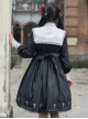 Unknown Poem Series Cross Embroidery Gothic Lolita Black Long Sleeve Dress