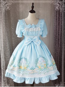 Magic Tea Party Wind's Child Series Bowknot Lolita Short Sleeve Dress