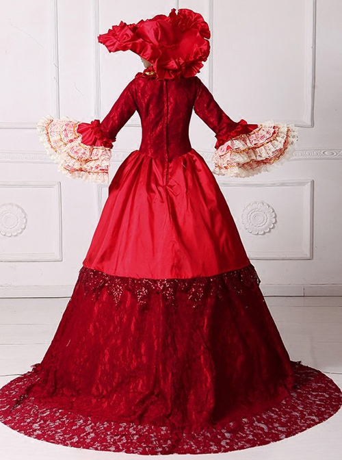 Gorgeous Bowknot Red Trailing Wedding Dress Lolita Prom Dress