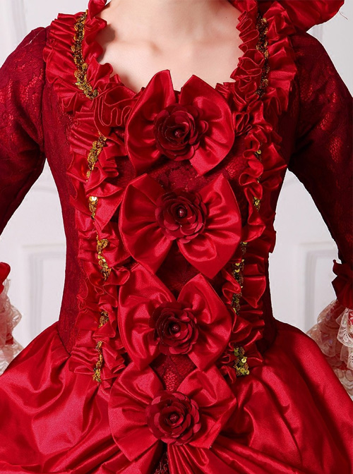 Gorgeous Bowknot Red Trailing Wedding Dress Lolita Prom Dress