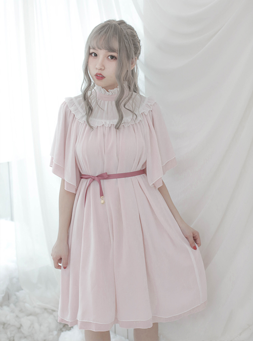 Stand Collar Seashell Sleeves Loose Sweet Lolita Dress