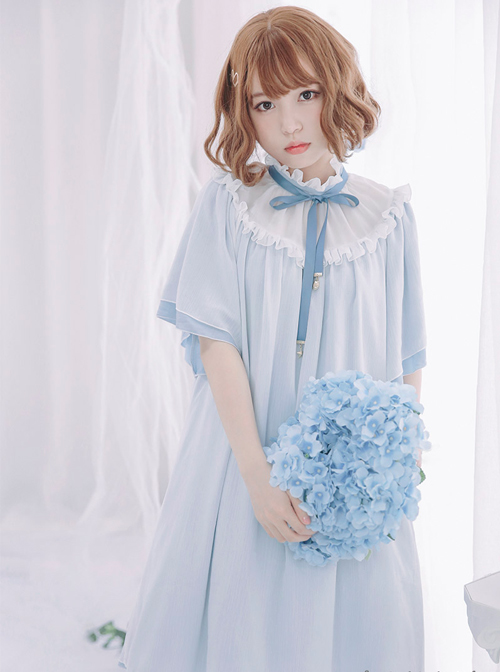 Stand Collar Seashell Sleeves Loose Sweet Lolita Dress