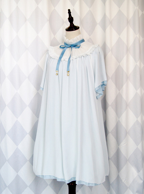 Stand Collar Seashell Sleeves Loose Sweet Lolita Dress