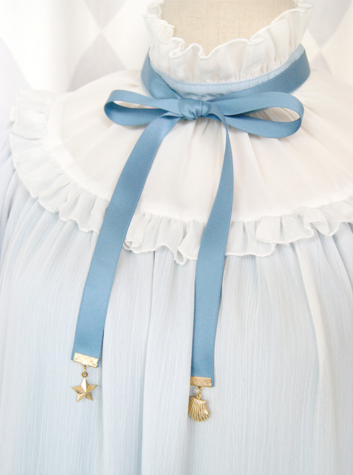 Stand Collar Seashell Sleeves Loose Sweet Lolita Dress