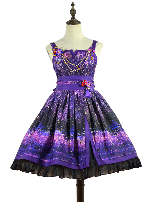 Japanese Style Sakura Fireworks Classic Lolita Sling Dress