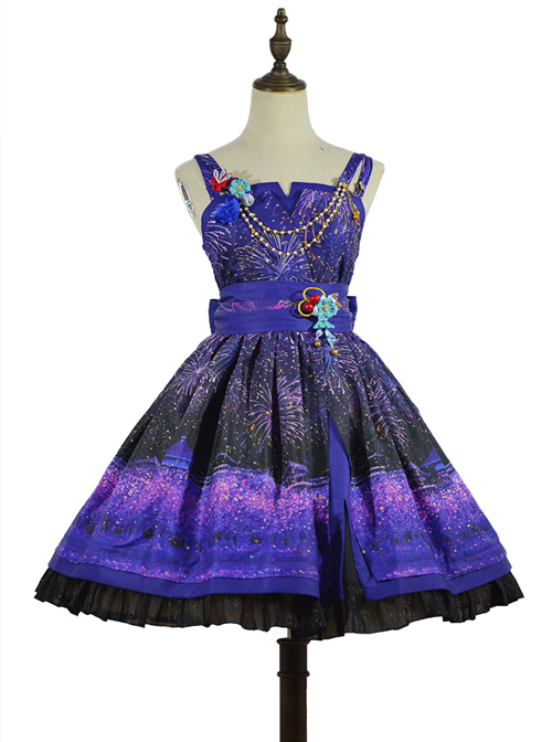 Japanese Style Sakura Fireworks Classic Lolita Sling Dress