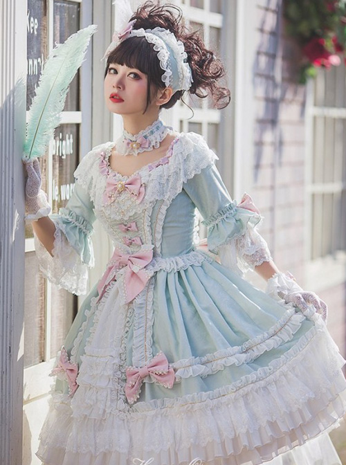 Light Green Classic Lolita Short Sleeve Dress