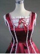 Red And White Lace Double-Layer Lace-up Lolita Prom Dress