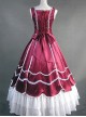 Red And White Lace Double-Layer Lace-up Lolita Prom Dress