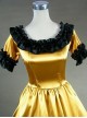 Retro Yellow And Black Lace Ruffles Round Collar Lolita Prom Dress (Extra Large)