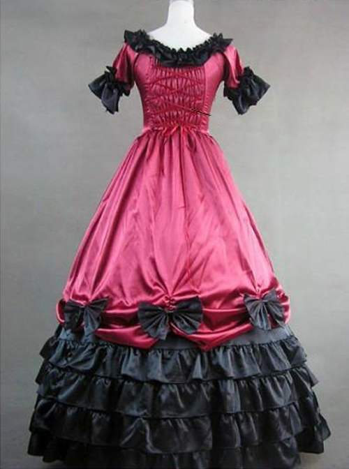 Palace Style Black Ruffles Lolita Prom Dress (Extra Large)