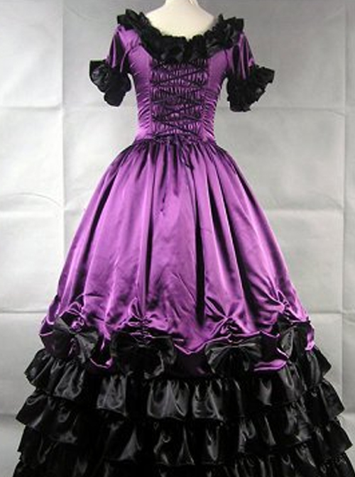 Palace Style Black Ruffles Lolita Prom Dress (Extra Large)