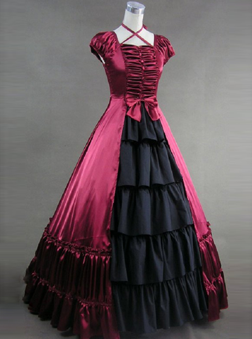 Hanging Neck Gothic Lolita Prom Bowknot Long Dress