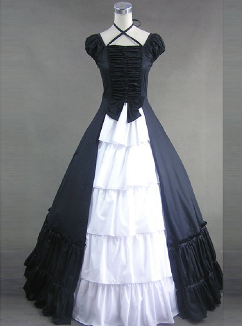 Hanging Neck Gothic Lolita Prom Bowknot Long Dress