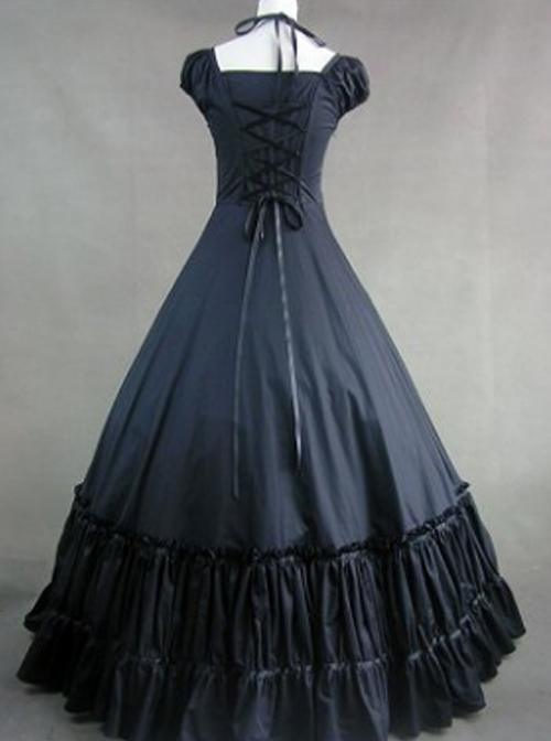 Hanging Neck Gothic Lolita Prom Bowknot Long Dress