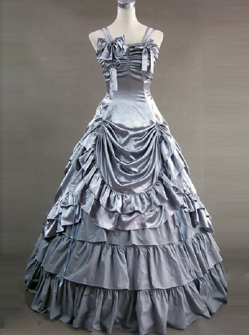 Victorian Bowknot Ruffles Gothic Lolita Prom Sling Dress