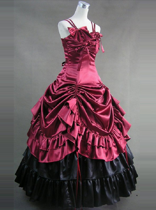 Victorian Bowknot Ruffles Gothic Lolita Prom Sling Dress