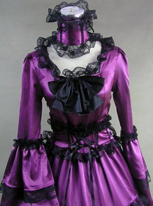 Matte Satin Lace Gothic Lolita Prom Dress