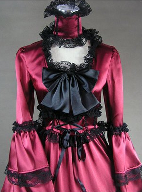 Matte Satin Lace Gothic Lolita Prom Dress