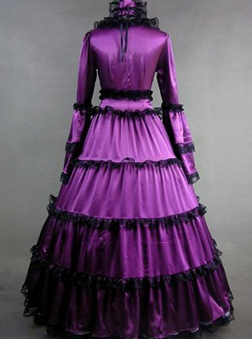 Matte Satin Lace Gothic Lolita Prom Dress