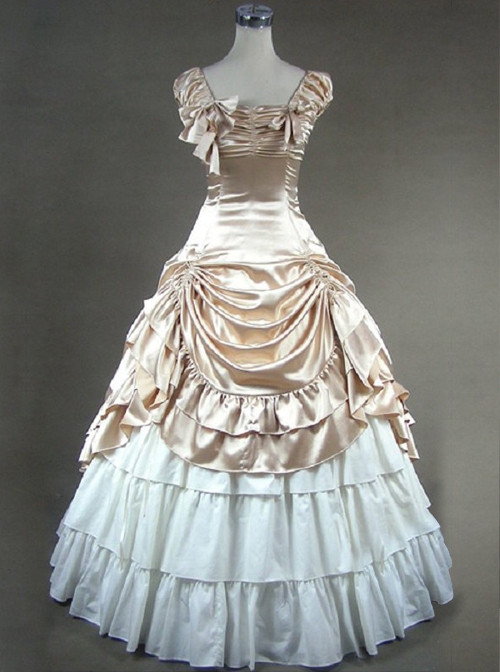 Victorian Retro Champagne Color Ruffles Classic Lolita Prom Dresses