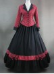 Renaissance Student Style Red Plaid Top And Skirt Two-piece Set Lolita Prom Dress