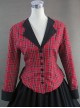 Renaissance Student Style Red Plaid Top And Skirt Two-piece Set Lolita Prom Dress