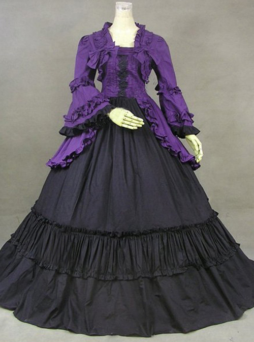 British Style Gorgeous Palace Style Purple And Black Lolita Prom Dress