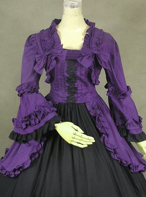 British Style Gorgeous Palace Style Purple And Black Lolita Prom Dress