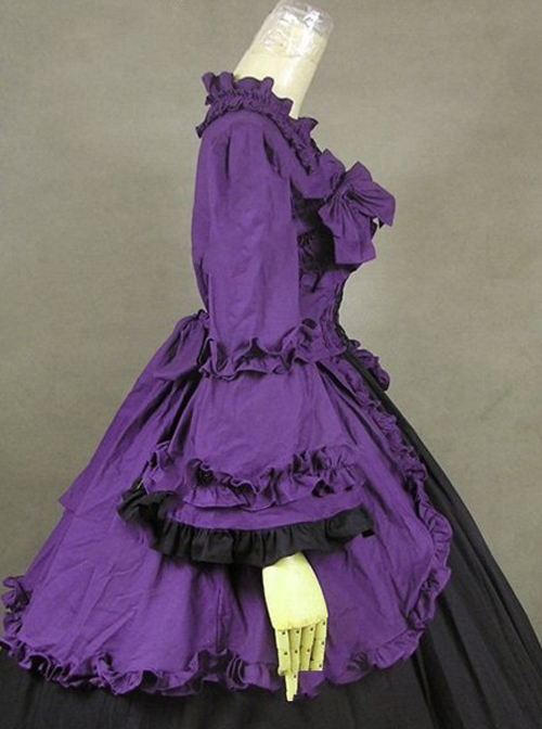 British Style Gorgeous Palace Style Purple And Black Lolita Prom Dress