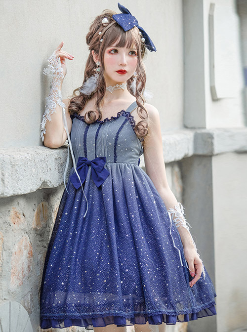 Blue Gradient Starry Sky Classic Lolita Sling Dress