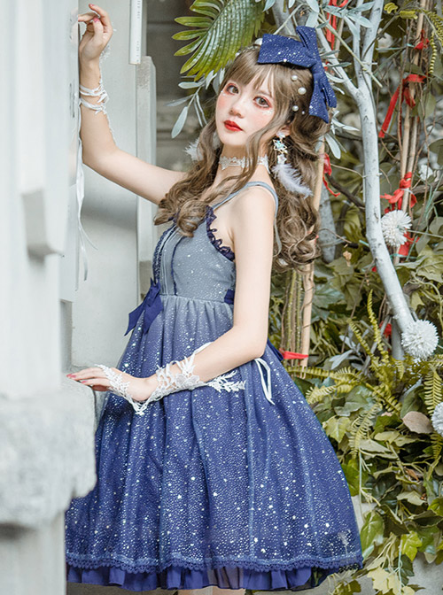 Blue Gradient Starry Sky Classic Lolita Sling Dress