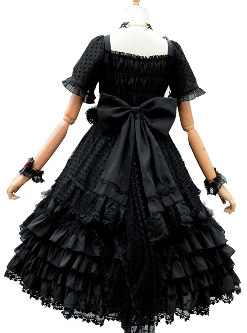 Swan Lake Series Lace Gothic Lolita Short Sleeve Dress