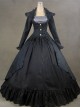 Black Palace Style Retro Long Sleeve Gothic Lolita Prom Dress