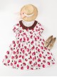 Chocolate Strawberry Lapel High Waist Classic Lolita Short Sleeve Dress