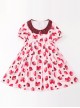 Chocolate Strawberry Lapel High Waist Classic Lolita Short Sleeve Dress