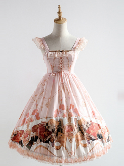 Elegant Printing Classic Lolita Fly Sleeve Dress