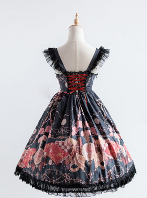 Elegant Printing Classic Lolita Fly Sleeve Dress