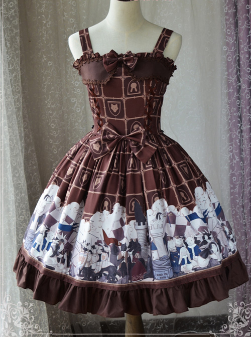 Magic Tea Party War Of Thrones Series Printing Classic Lolita Sling Dress Version 1