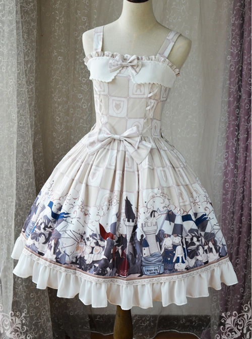 Magic Tea Party War Of Thrones Series Printing Classic Lolita Sling Dress Version 1