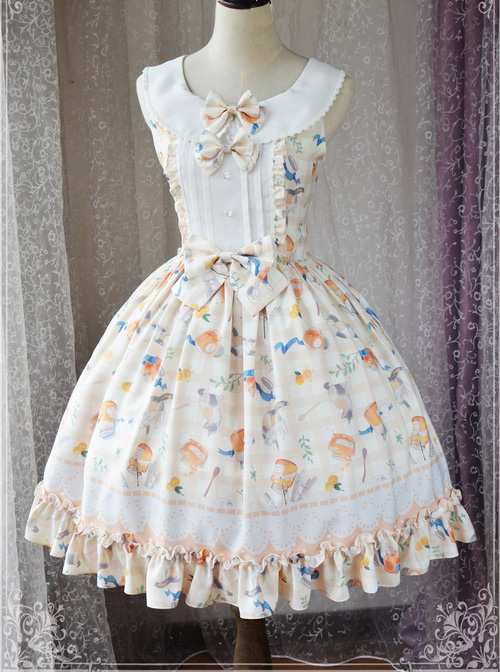 Magic Tea Party Kitty And Orange Sauce Series Classic Lolita Sleeveless Dress Version 1