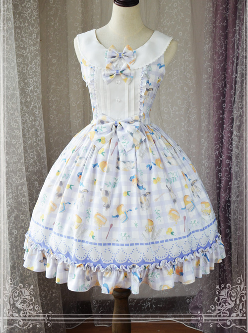 Magic Tea Party Kitty And Orange Sauce Series Classic Lolita Sleeveless Dress Version 1